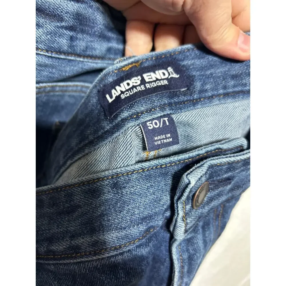 Lands End Jeans 50/T Blue Denim Square Rigger 50X30 100% Cotton